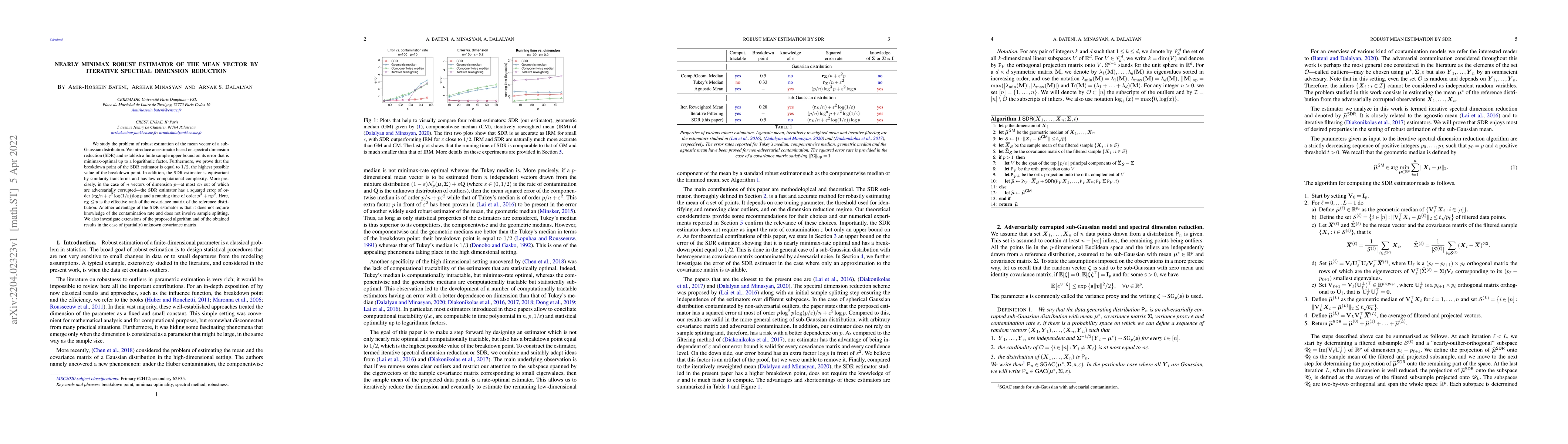 Thumbnail for Nearly minimax robust estimator of the mean vector by iterative spectral
  dimension reduction