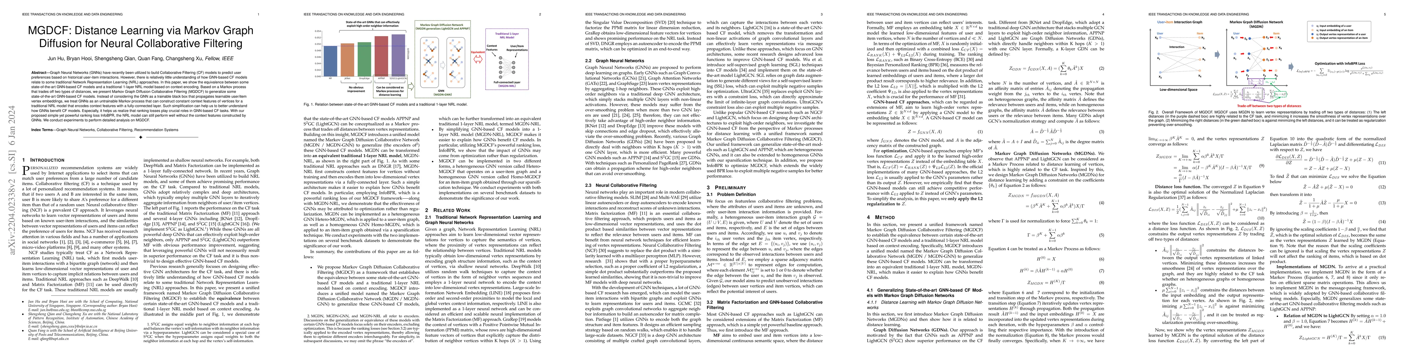 Thumbnail for MGDCF: Distance Learning via Markov Graph Diffusion for Neural
  Collaborative Filtering