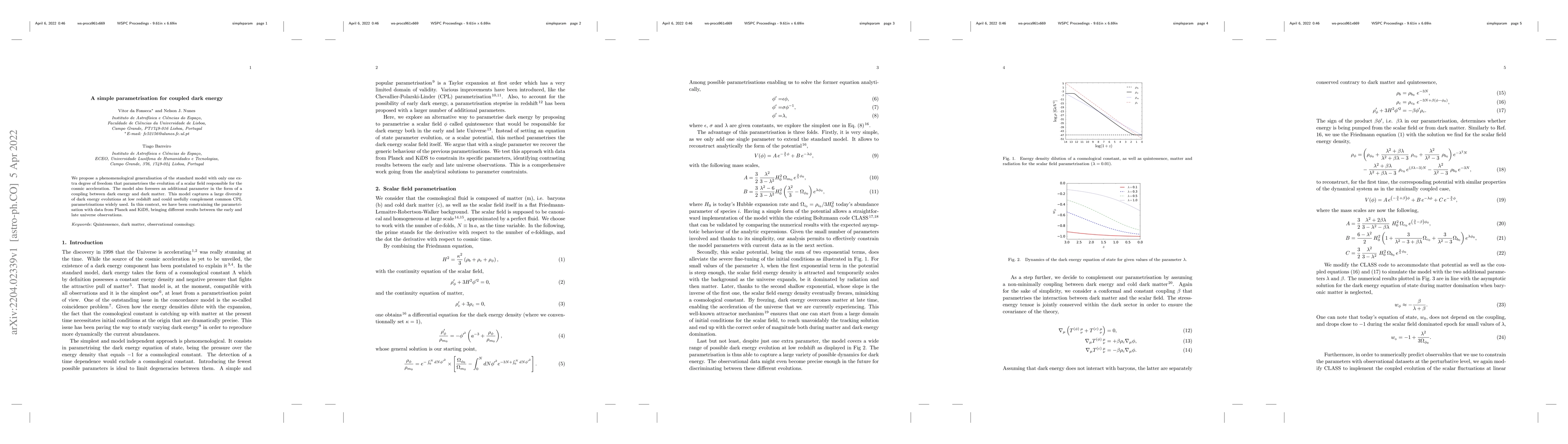Thumbnail for Simple parametrisation for coupled dark energy