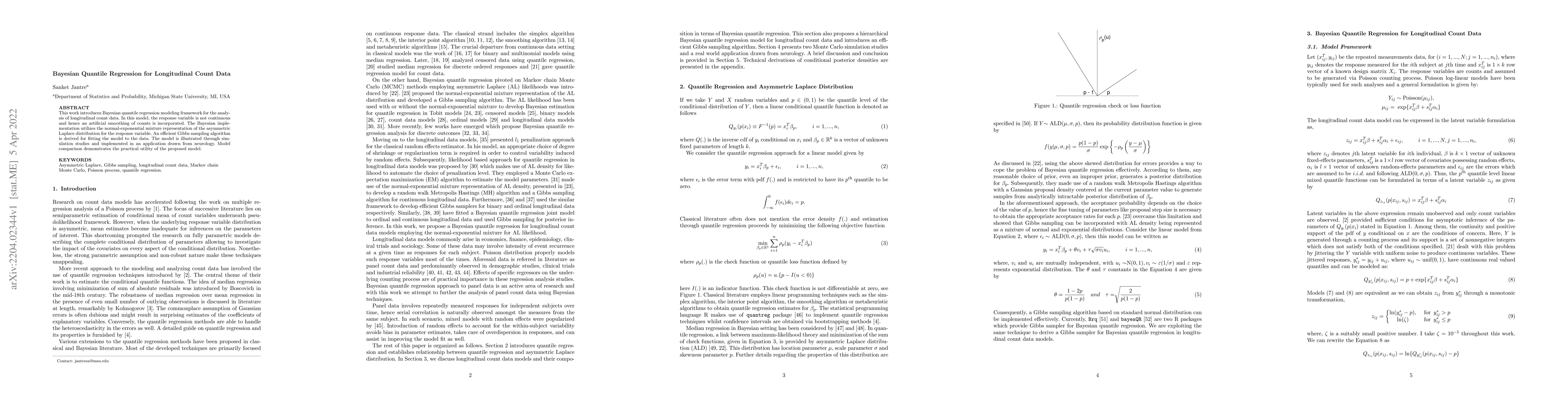 Thumbnail for Bayesian Quantile Regression for Longitudinal Count Data