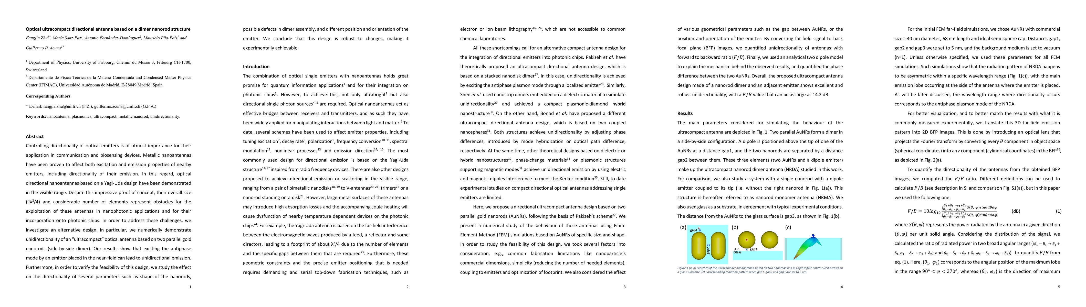 Thumbnail for Optical ultracompact directional antenna based on a dimer nanorod
  structure
