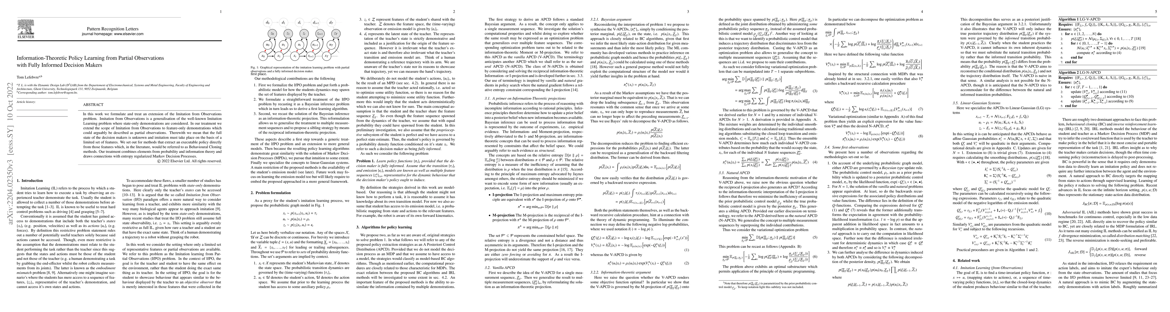 Thumbnail for Information-Theoretic Policy Learning from Partial Observations with
  Fully Informed Decision Makers