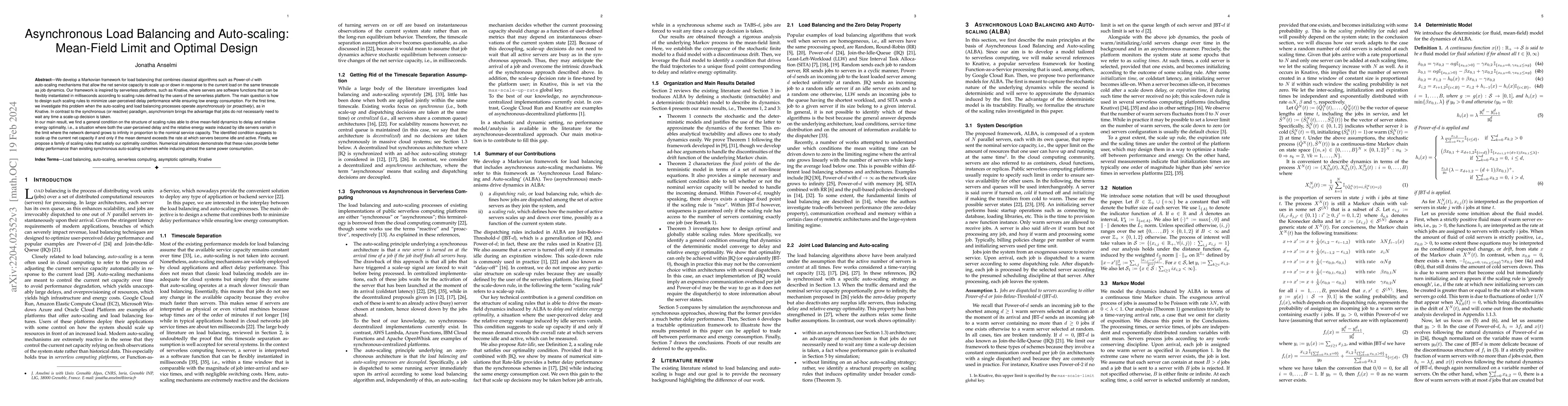 Thumbnail for Asynchronous Load Balancing and Auto-scaling: Mean-Field Limit and
  Optimal Design