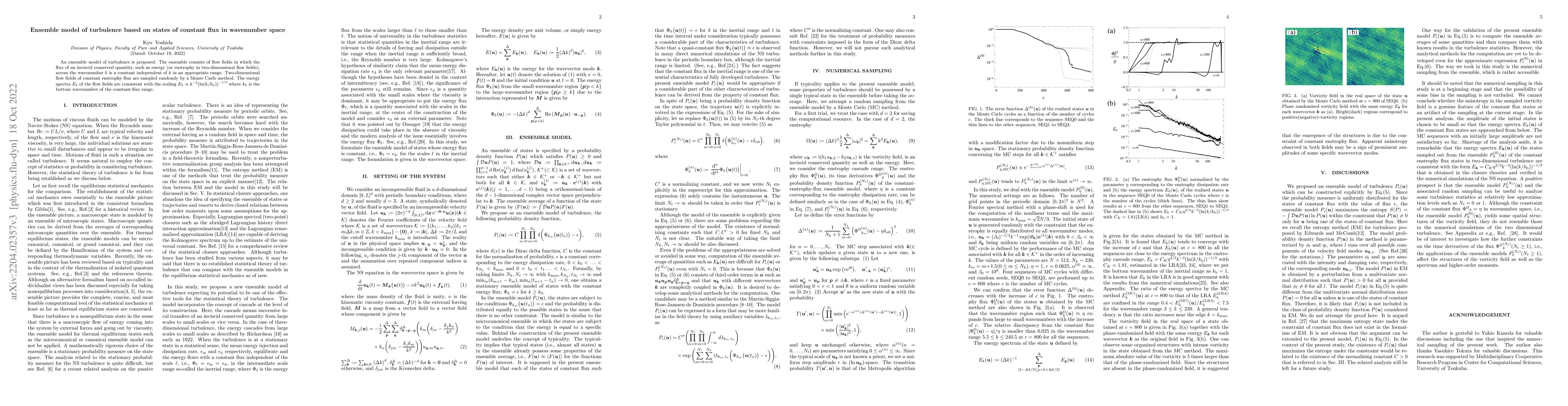 Thumbnail for Ensemble model of turbulence based on states of constant flux in
  wavenumber space