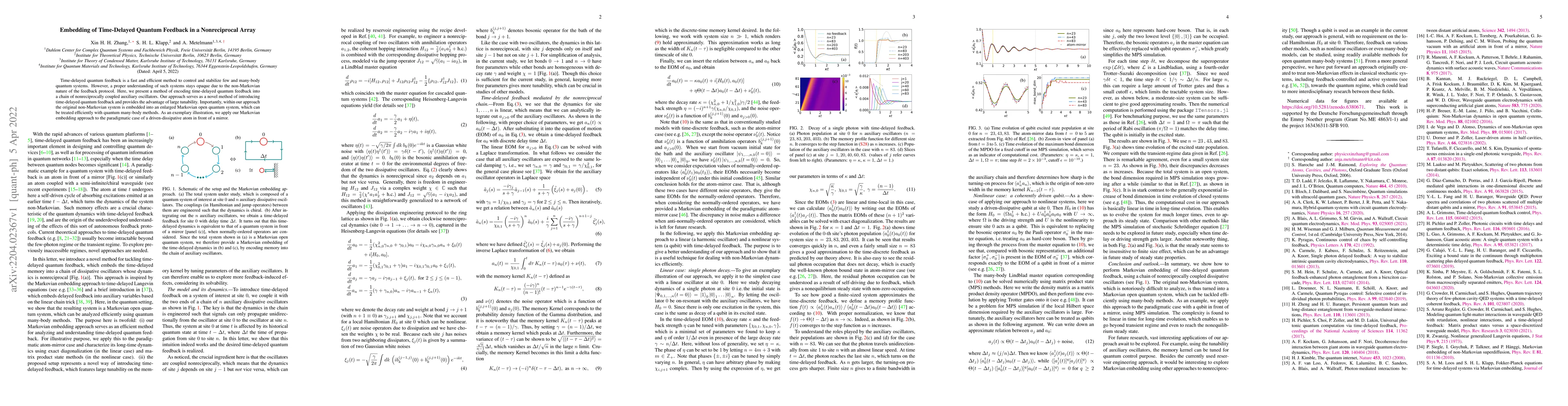 Thumbnail for Embedding of Time-Delayed Quantum Feedback in a Nonreciprocal Array