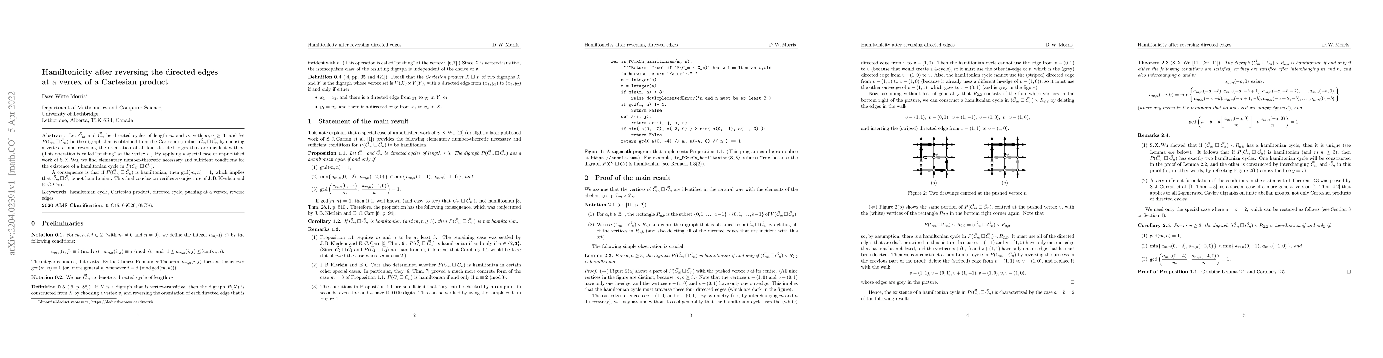 Thumbnail for Hamiltonicity after reversing the directed edges at a vertex of a
  Cartesian product