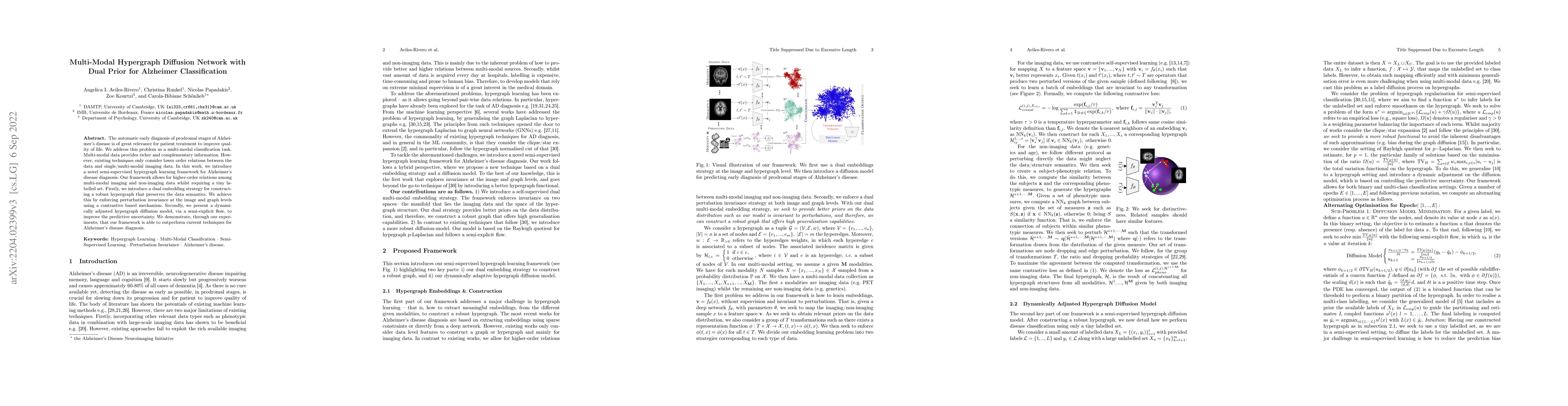 Thumbnail for Multi-Modal Hypergraph Diffusion Network with Dual Prior for Alzheimer
  Classification