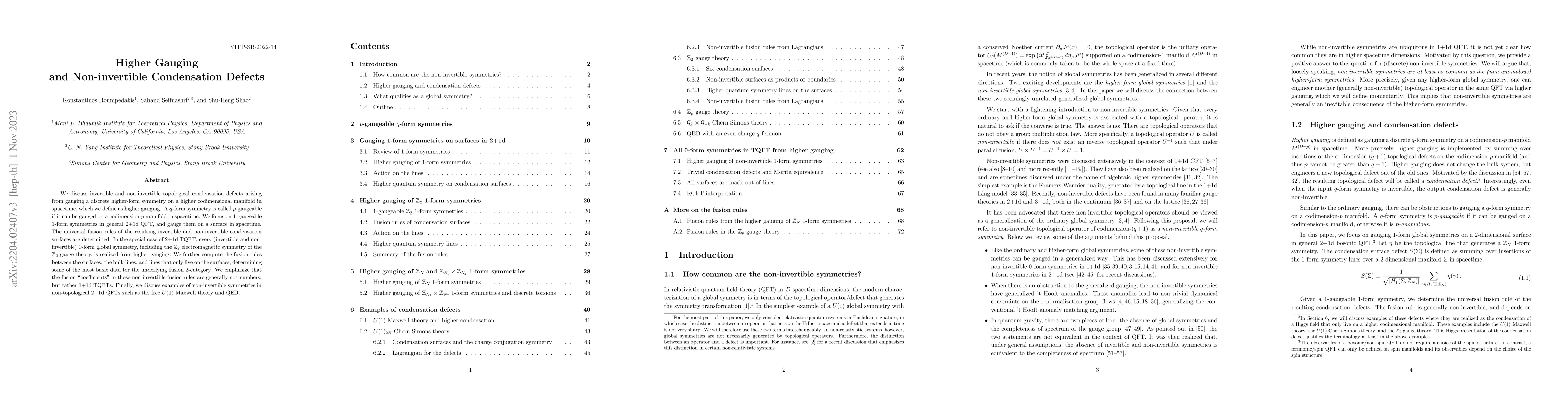 Thumbnail for Higher Gauging and Non-invertible Condensation Defects