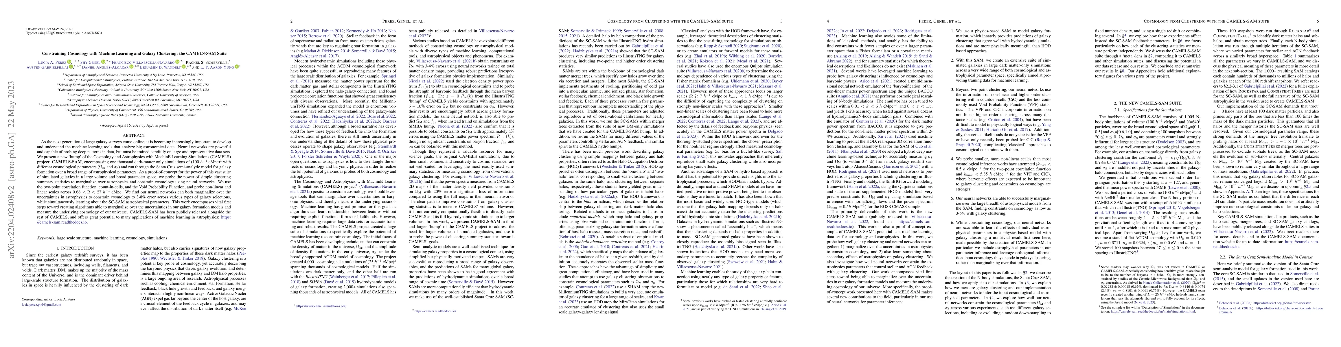 Thumbnail for Constraining cosmology with machine learning and galaxy clustering: the
  CAMELS-SAM suite