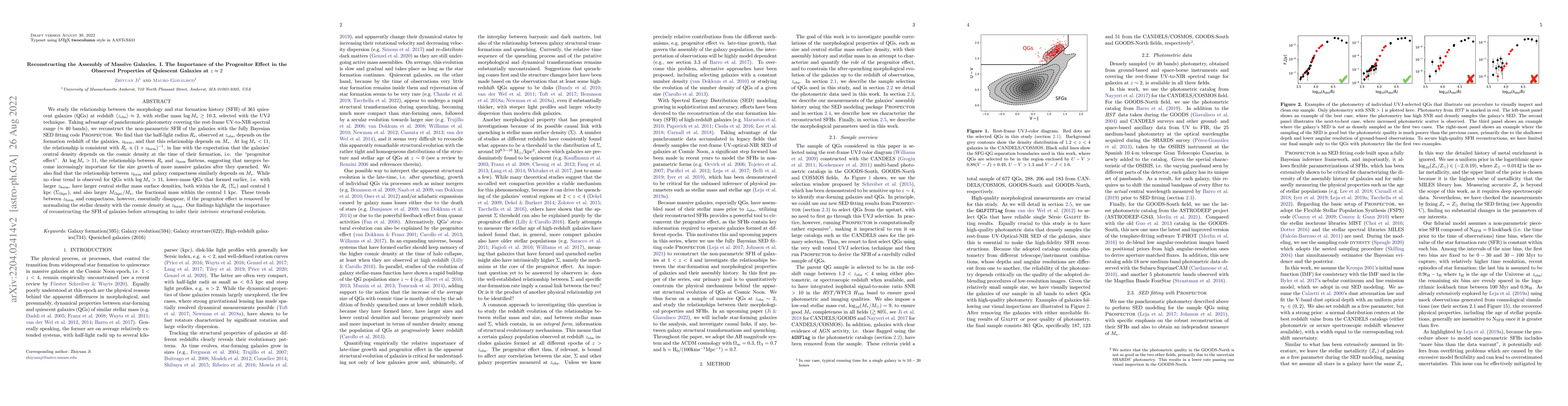 Thumbnail for Reconstructing the Assembly of Massive Galaxies. I: The Importance of
  the Progenitor Effect in the Observed Properties of Quiescent Galaxies at
  $z\approx 2$