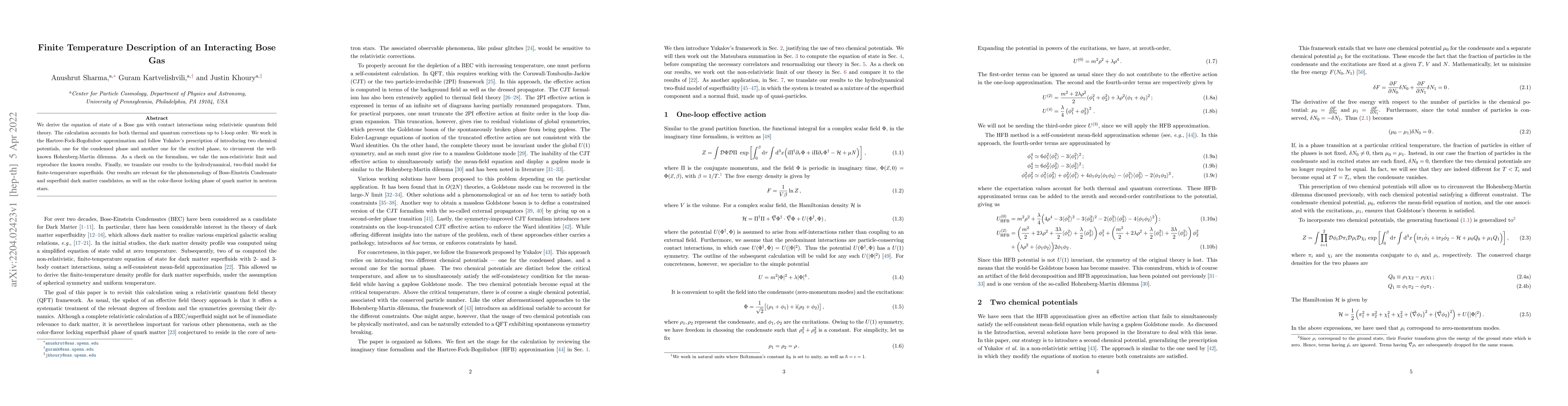 Thumbnail for Finite Temperature Description of an Interacting Bose Gas