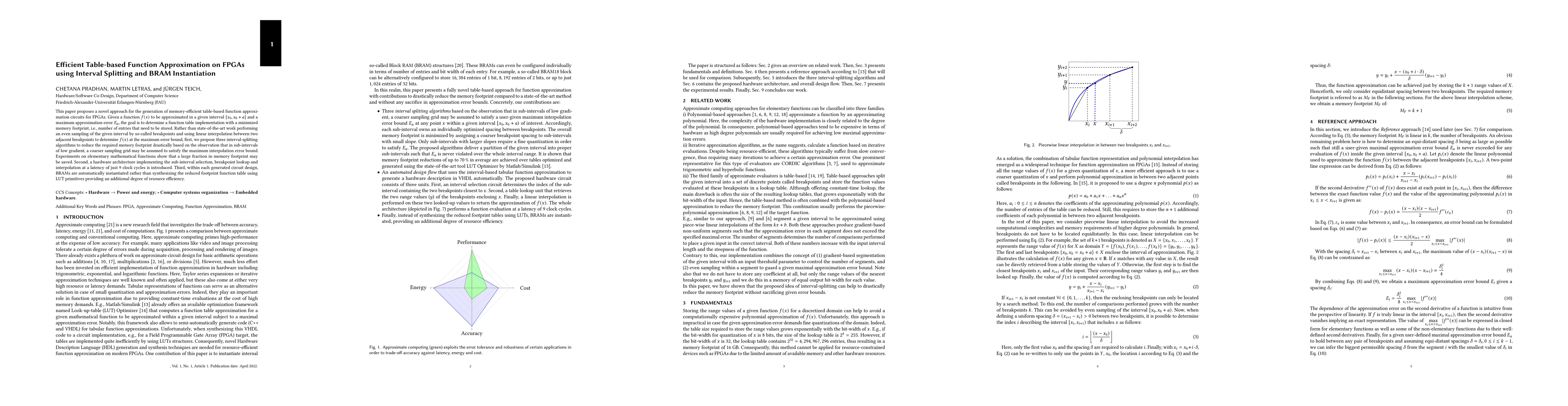 Thumbnail for Efficient Table-based Function Approximation on FPGAs using Interval
  Splitting and BRAM Instantiation