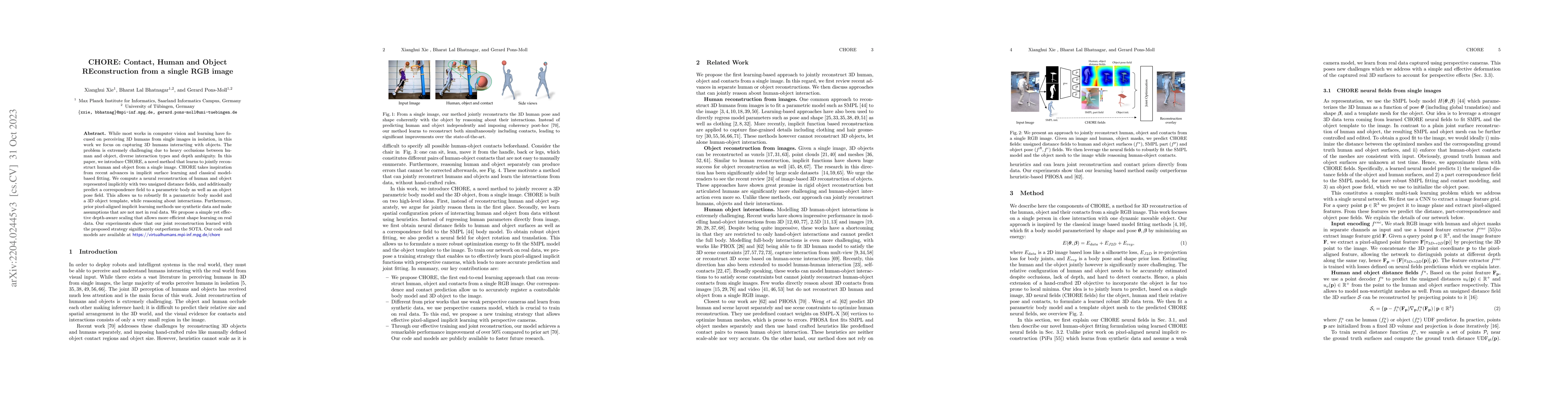 Thumbnail for CHORE: Contact, Human and Object REconstruction from a single RGB image