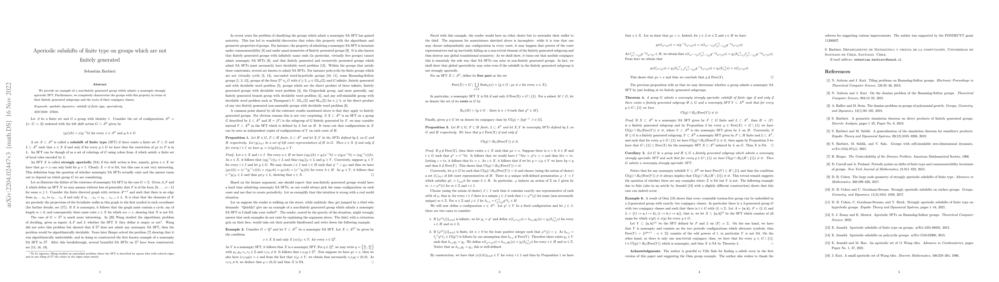 Thumbnail for Aperiodic subshifts of finite type on groups which are not finitely
  generated