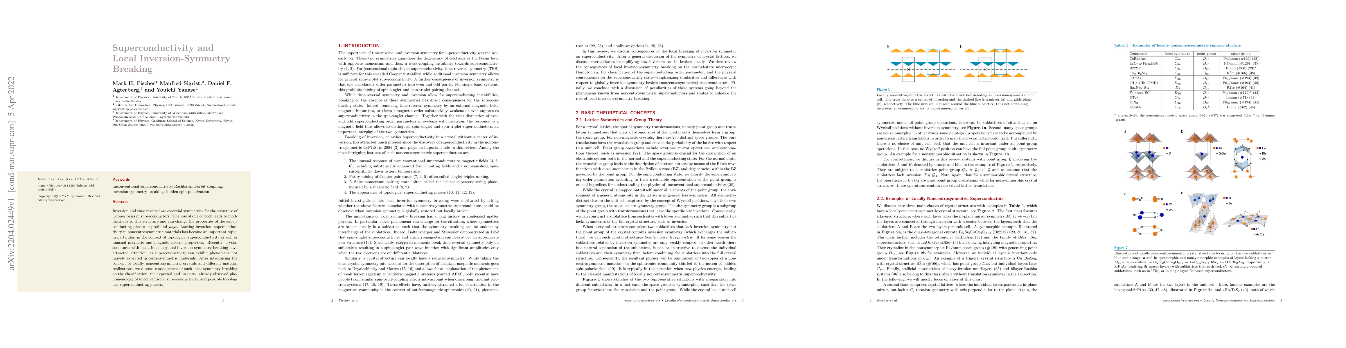 Thumbnail for Superconductivity and Local Inversion-Symmetry Breaking