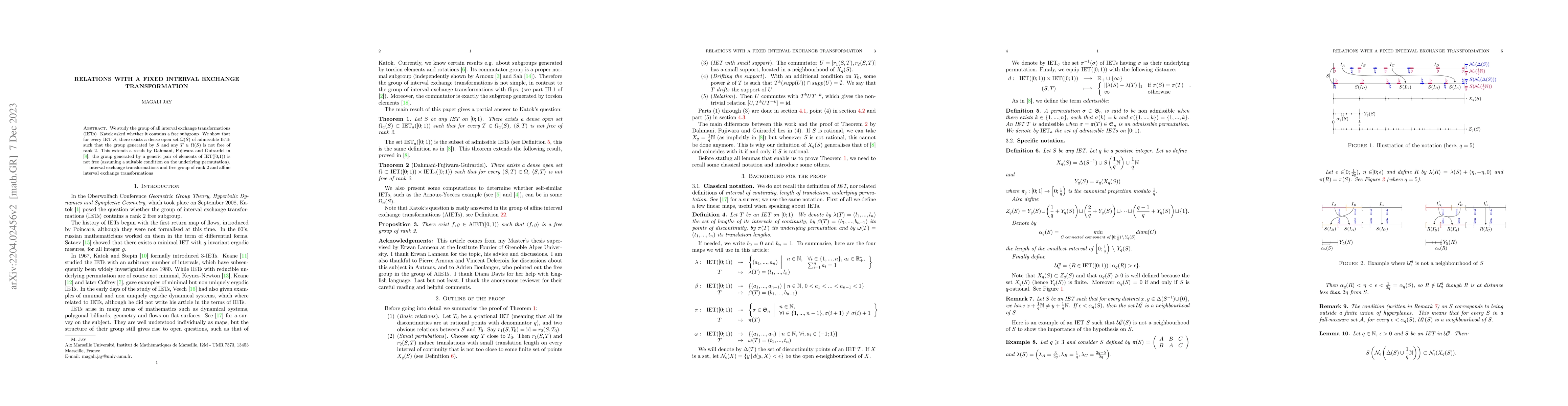 Thumbnail for Relations with a fixed interval exchange transformation