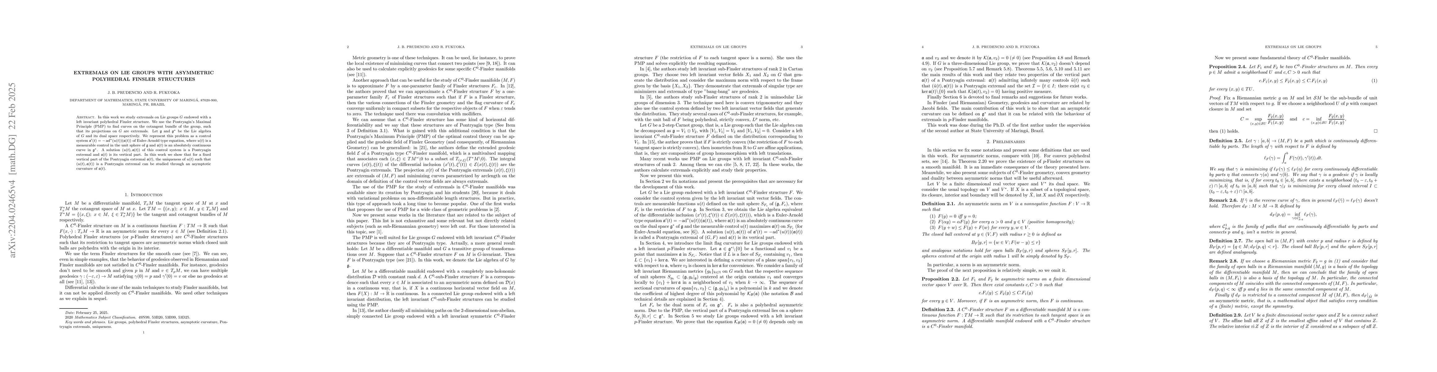Thumbnail for Extremals on Lie groups with asymmetric polyhedral Finsler structures