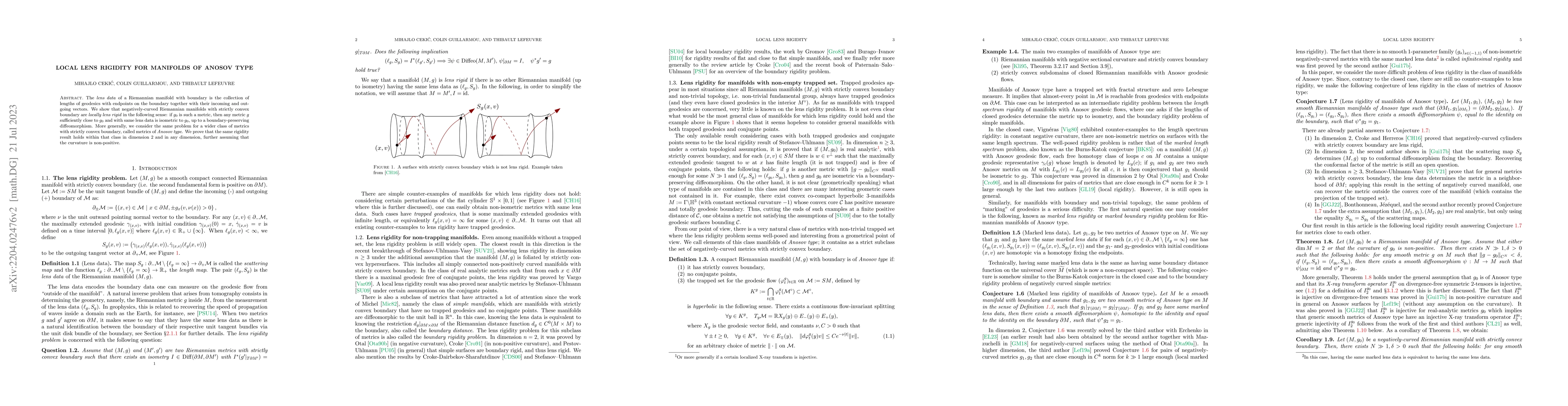 Thumbnail for Local lens rigidity for manifolds of Anosov type