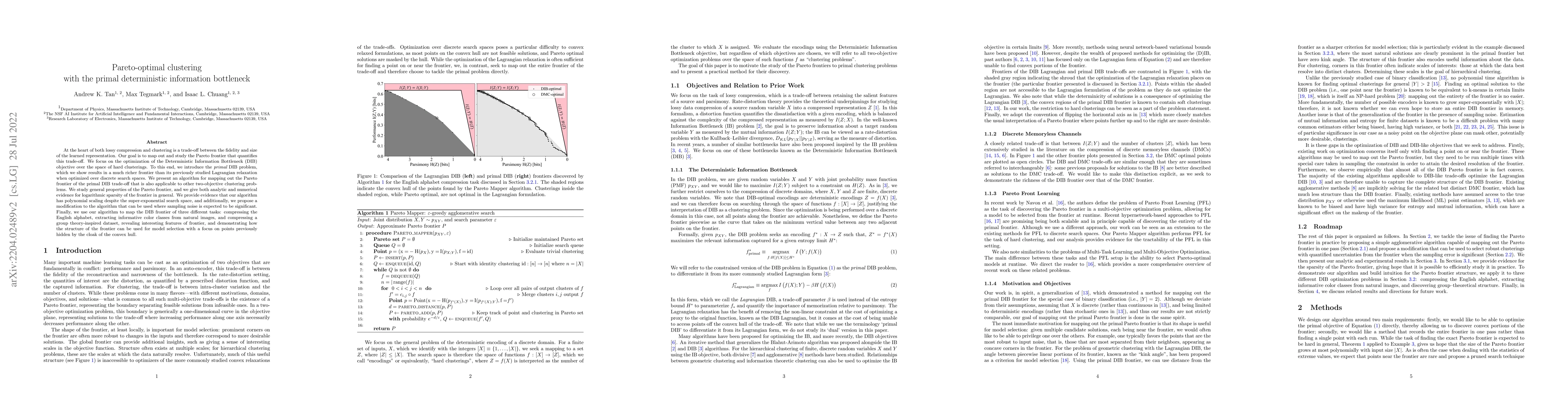 Thumbnail for Pareto-optimal clustering with the primal deterministic information
  bottleneck
