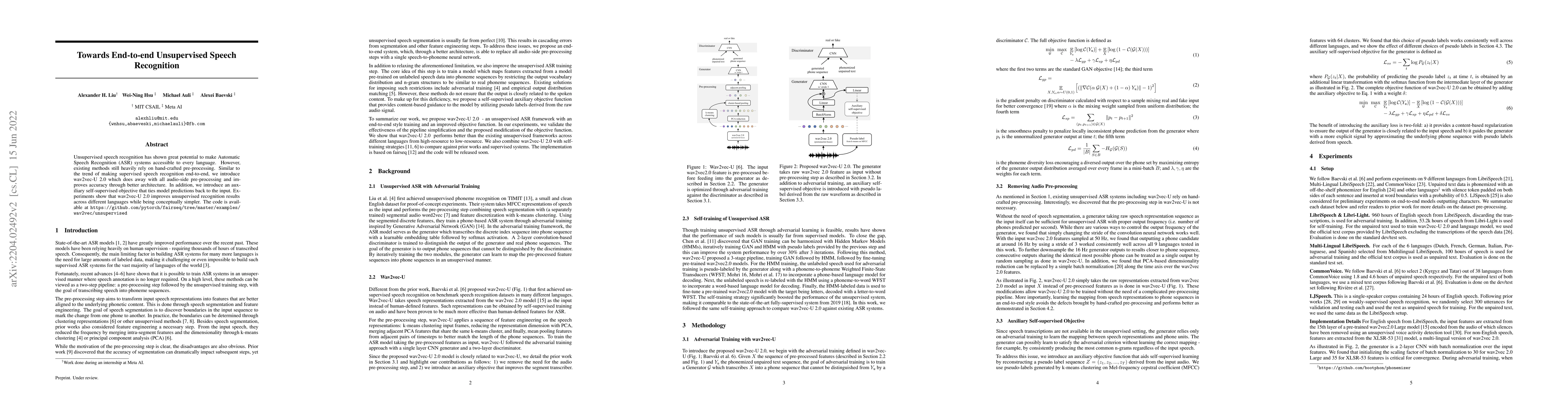 Thumbnail for Towards End-to-end Unsupervised Speech Recognition