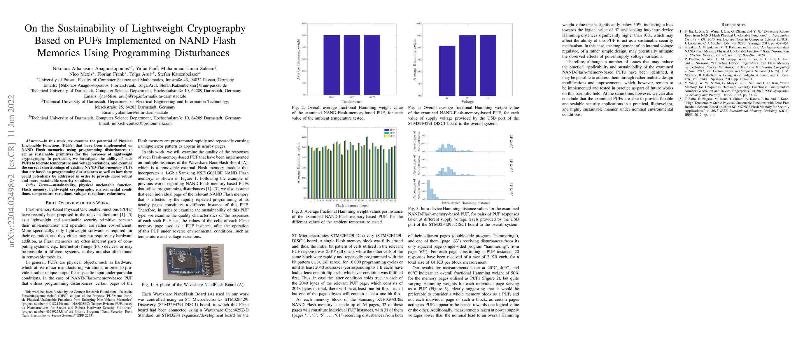 Thumbnail for On the Sustainability of Lightweight Cryptography Based on PUFs
  Implemented on NAND Flash Memories Using Programming Disturbances