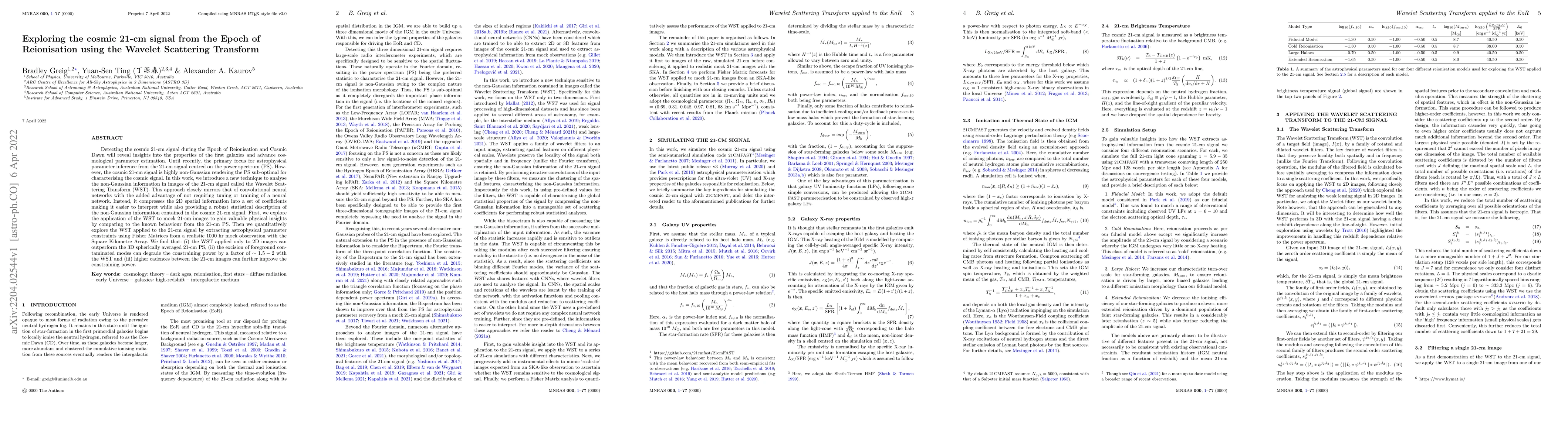 Thumbnail for Exploring the cosmic 21-cm signal from the Epoch of Reionisation using
  the Wavelet Scattering Transform
