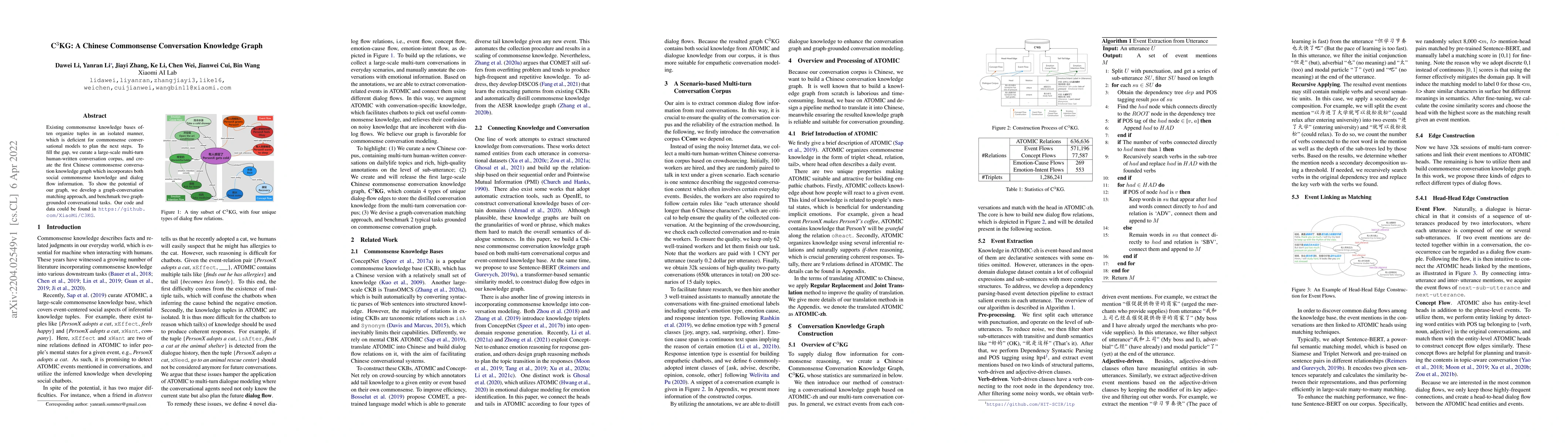 Thumbnail for C3KG: A Chinese Commonsense Conversation Knowledge Graph
