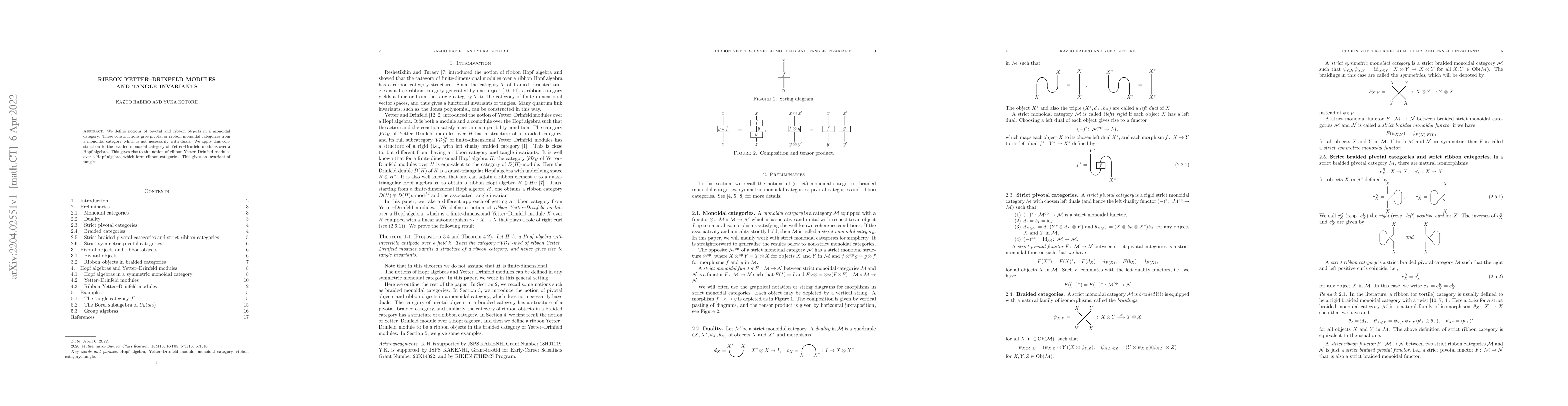 Thumbnail for Ribbon Yetter--Drinfeld modules and tangle invariants