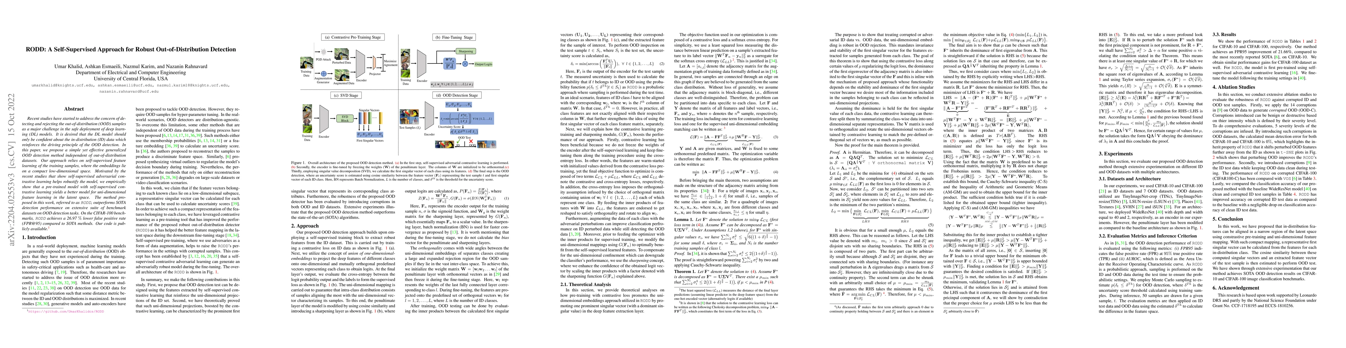 Thumbnail for RODD: A Self-Supervised Approach for Robust Out-of-Distribution
  Detection