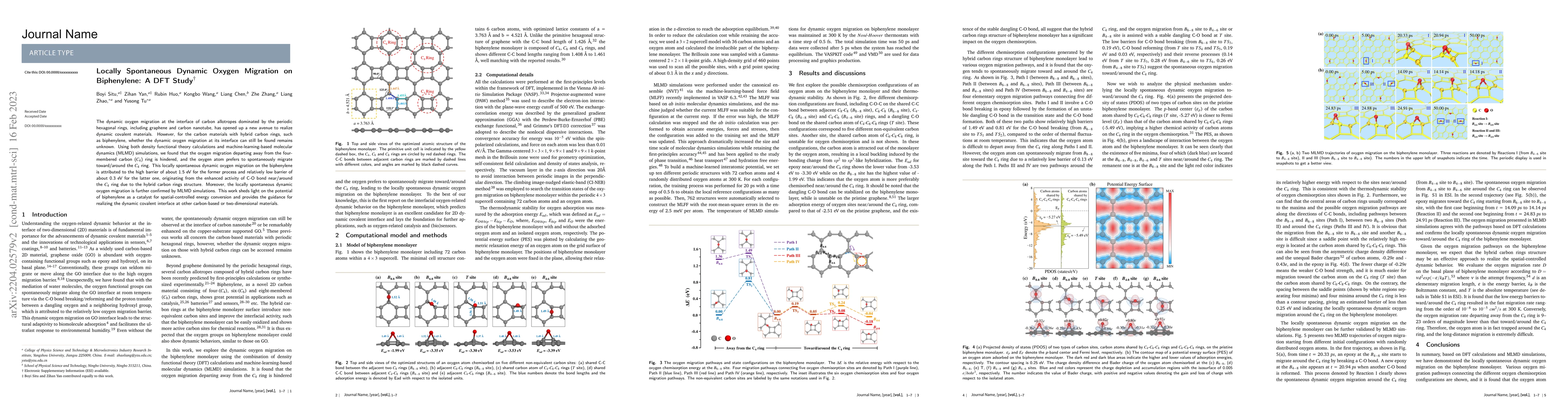 Thumbnail for Locally Spontaneous Dynamic Oxygen Migration on Biphenylene: A DFT Study