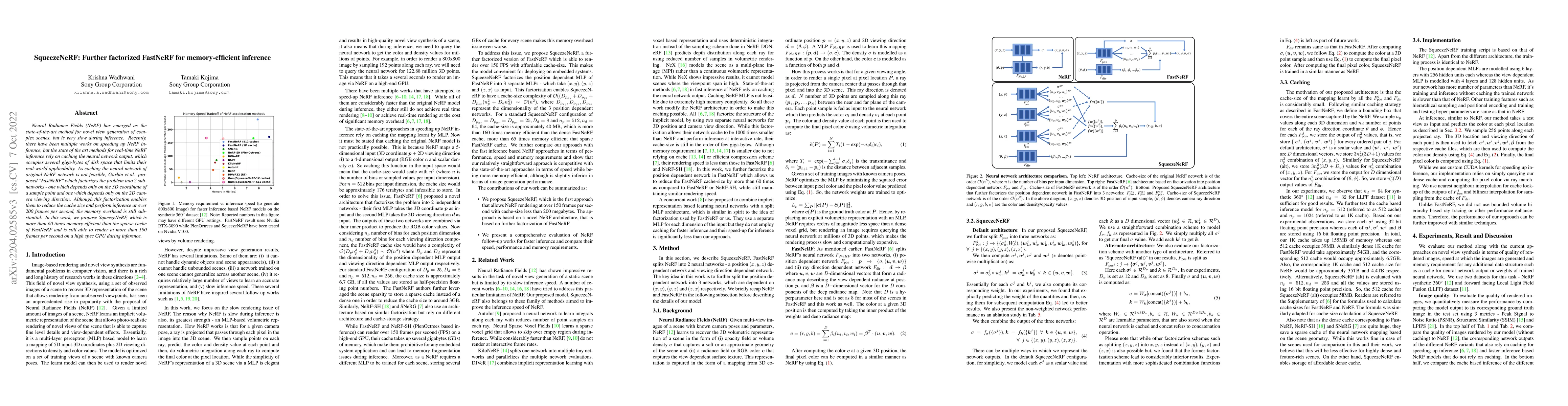 Thumbnail for SqueezeNeRF: Further factorized FastNeRF for memory-efficient inference