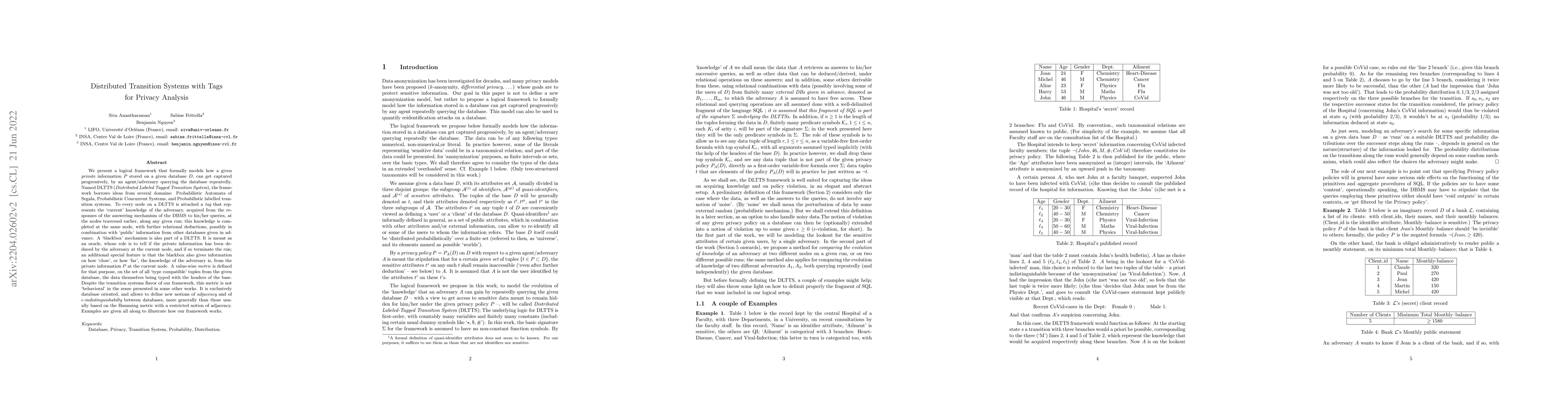 Thumbnail for Distributed Transition Systems with Tags for Privacy Analysis