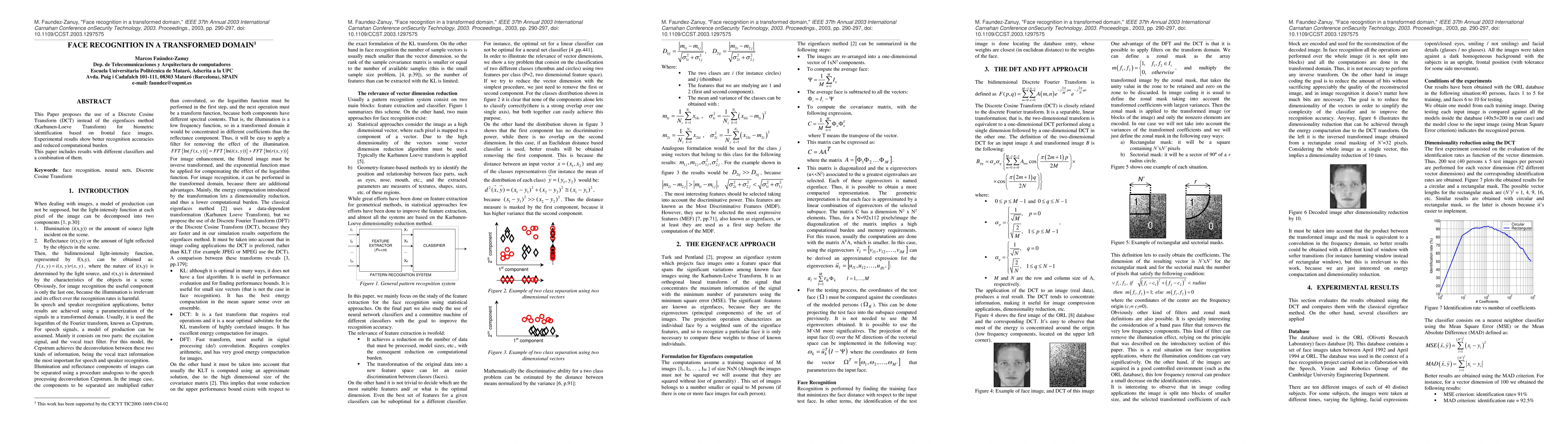 Thumbnail for Face recognition in a transformed domain