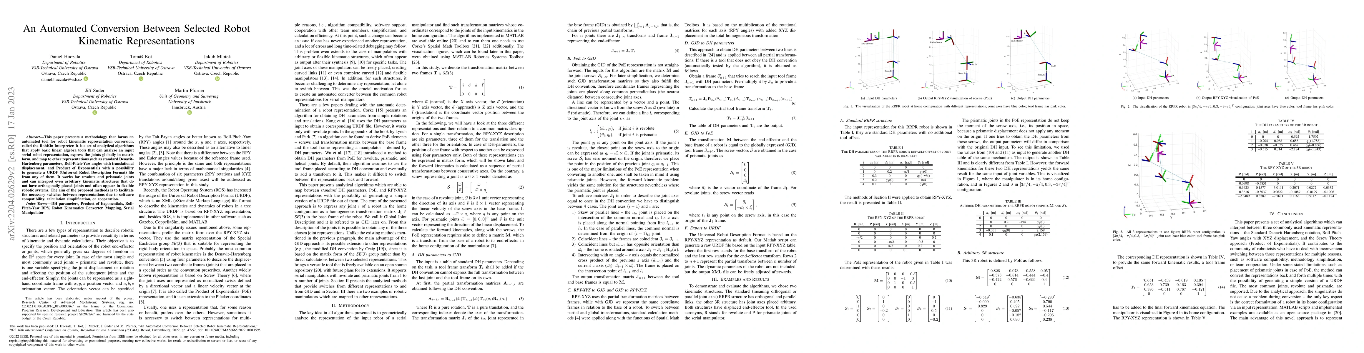 Thumbnail for An Automated Conversion Between Selected Robot Kinematic Representations