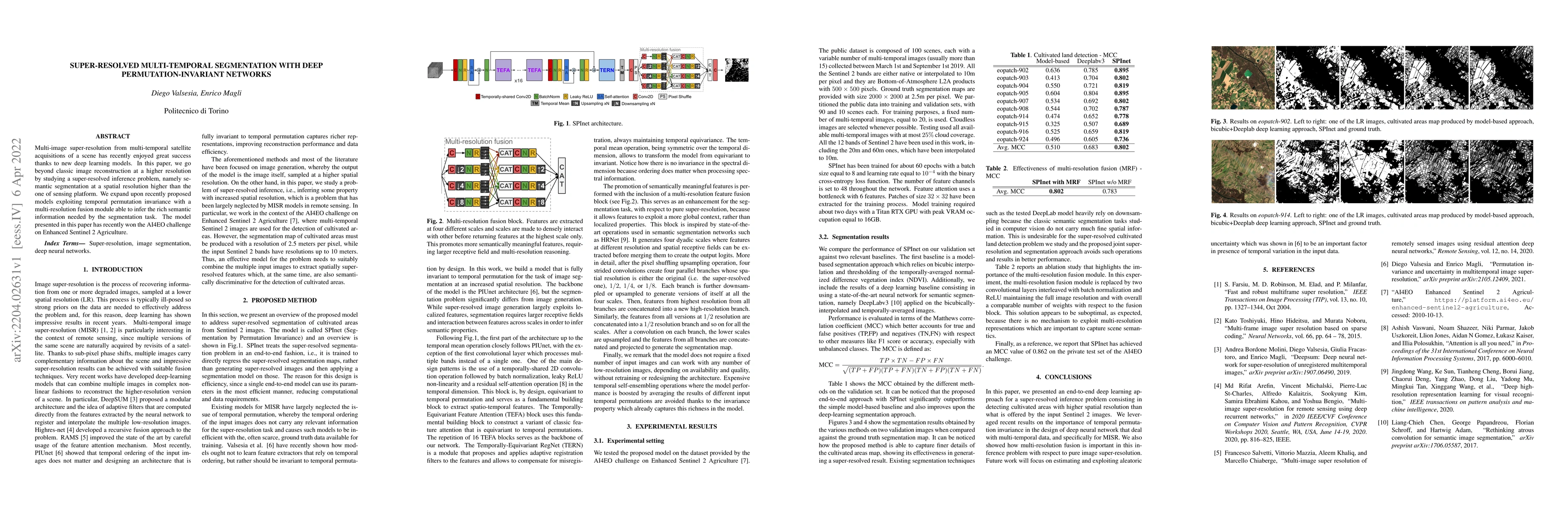 Thumbnail for Super-resolved multi-temporal segmentation with deep
  permutation-invariant networks