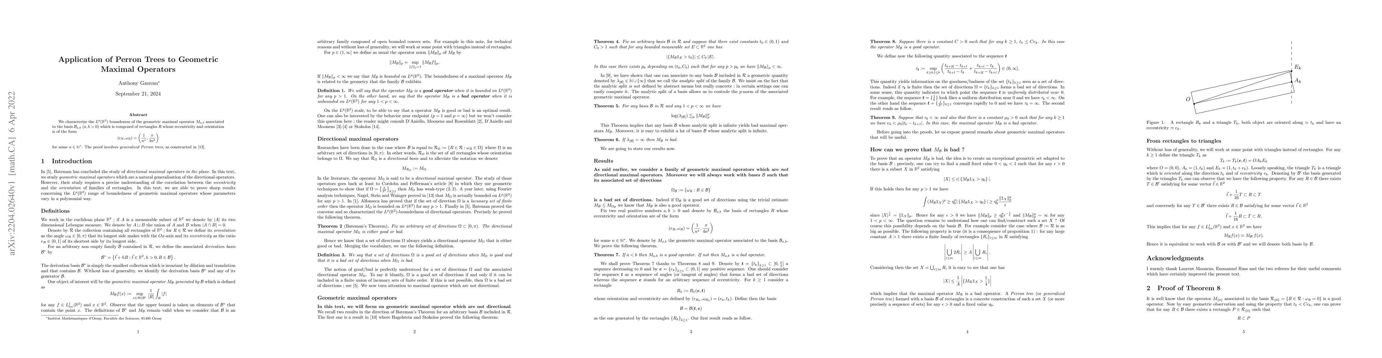 Thumbnail for Application of Perron Trees to Geometric Maximal Operators