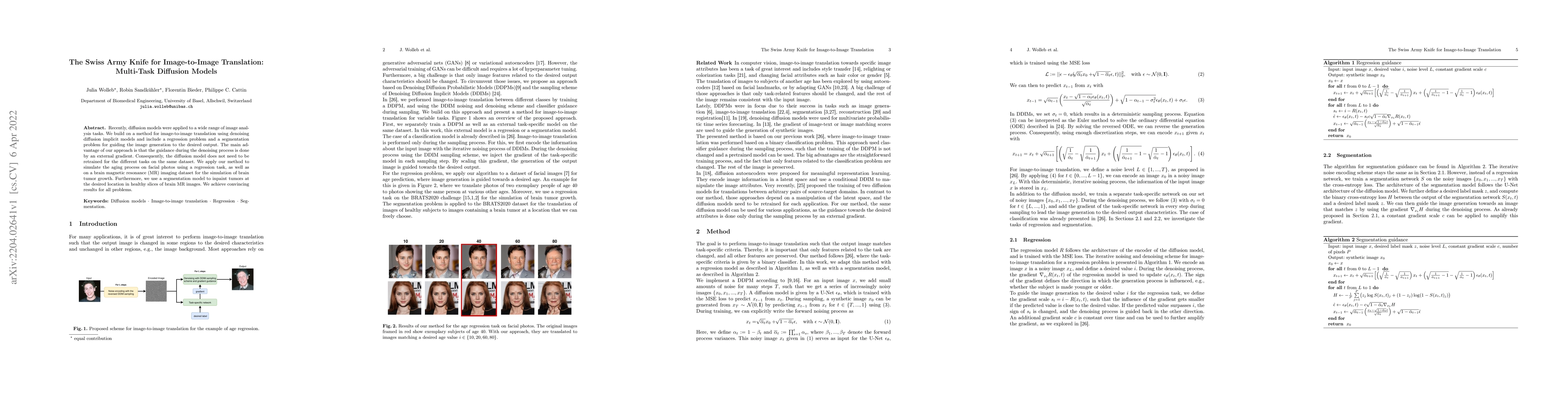 Thumbnail for The Swiss Army Knife for Image-to-Image Translation: Multi-Task
  Diffusion Models
