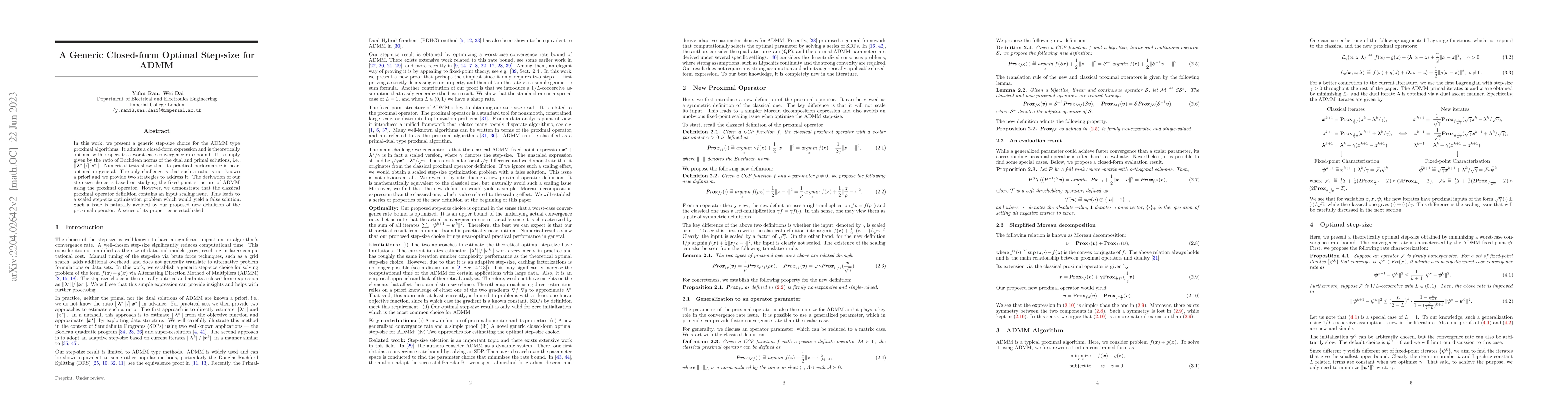 Thumbnail for A Generic Closed-form Optimal Step-size for ADMM
