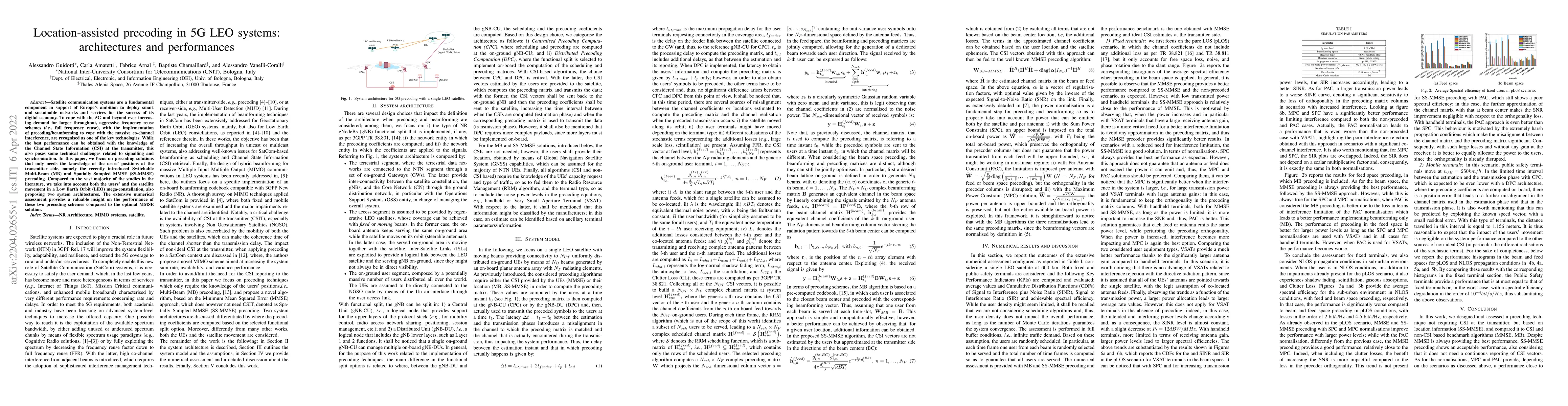 Thumbnail for Location-assisted precoding in 5G LEO systems: architectures and
  performances
