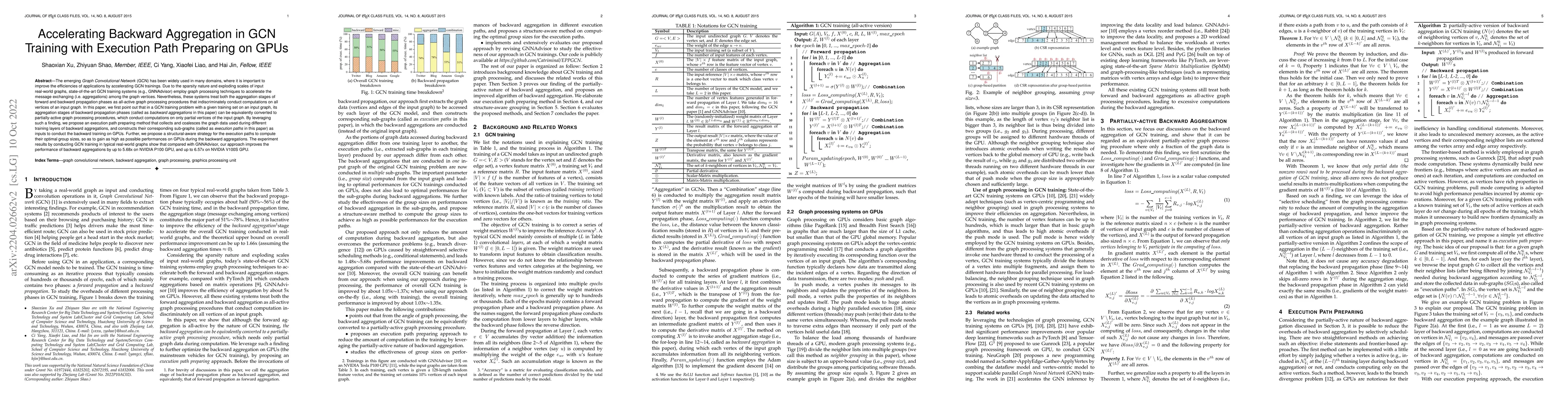 Thumbnail for Accelerating Backward Aggregation in GCN Training with Execution Path
  Preparing on GPUs
