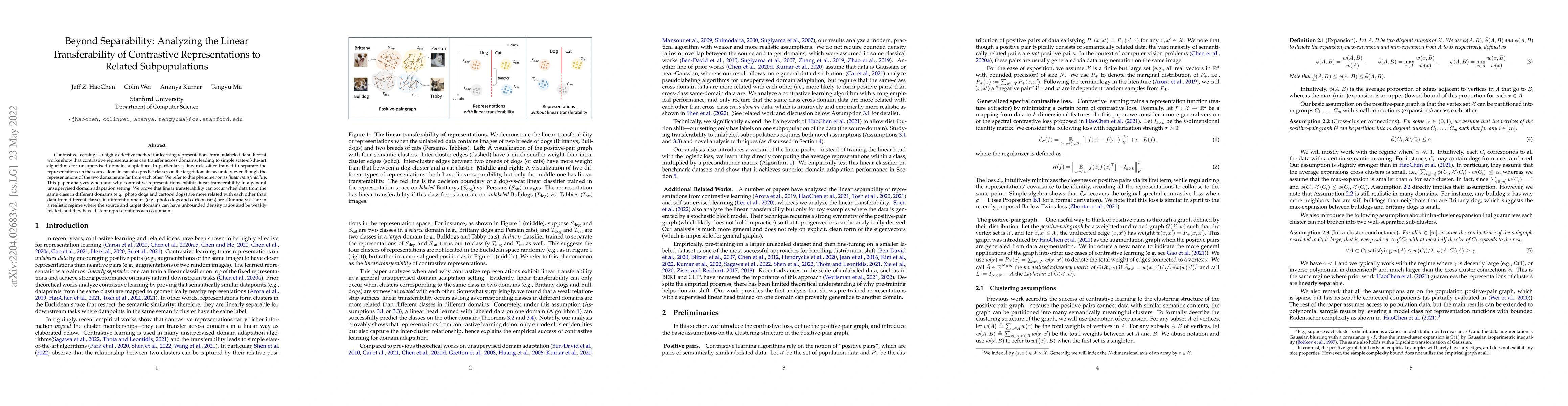 Thumbnail for Beyond Separability: Analyzing the Linear Transferability of Contrastive
  Representations to Related Subpopulations