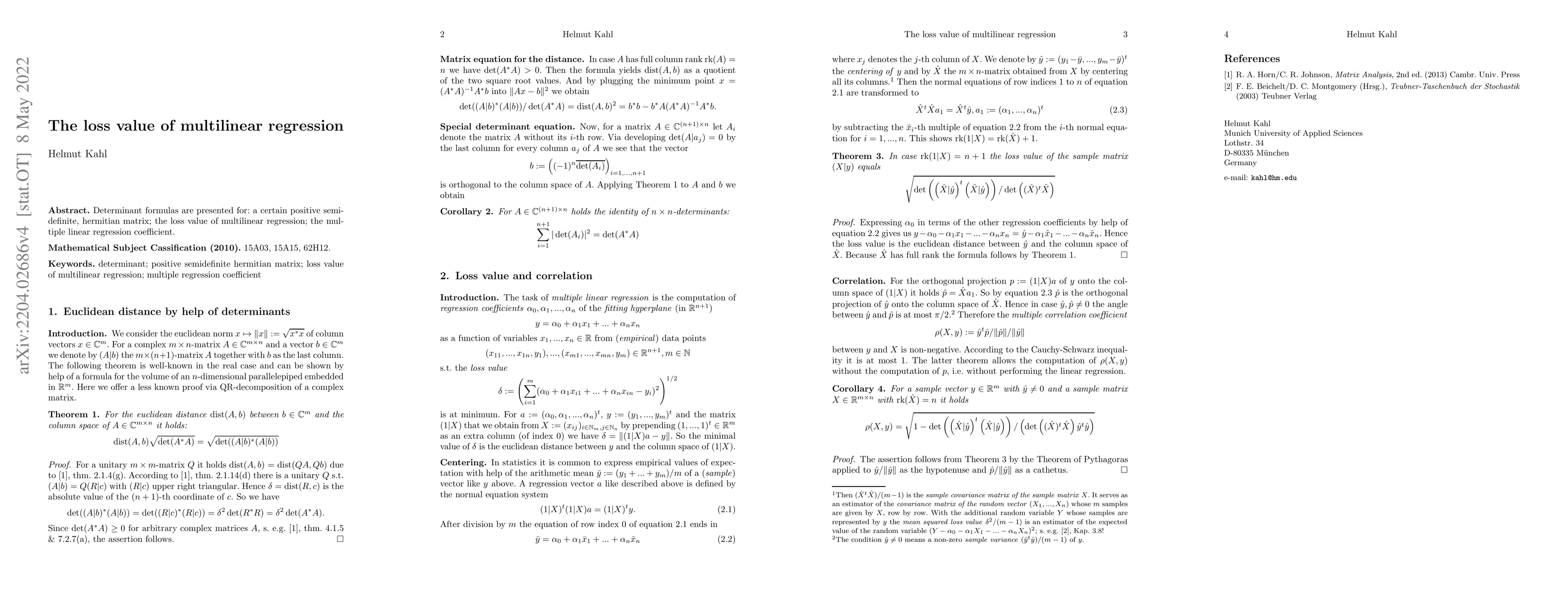 Thumbnail for The loss value of multilinear regression