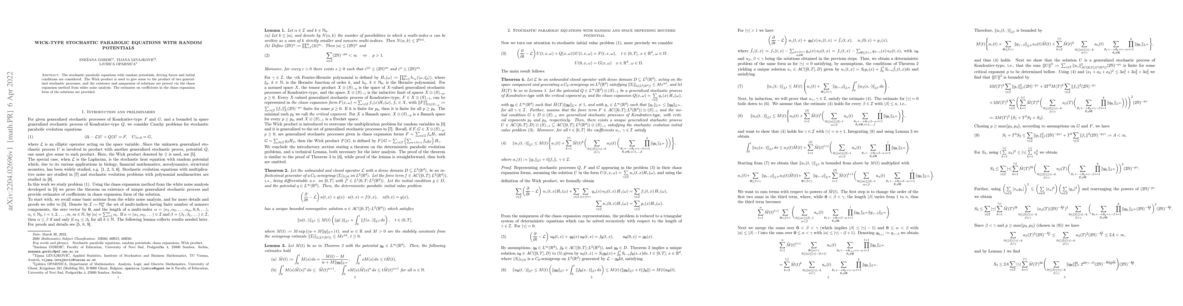 Thumbnail for Wick-type stochastic parabolic equations with random potentials