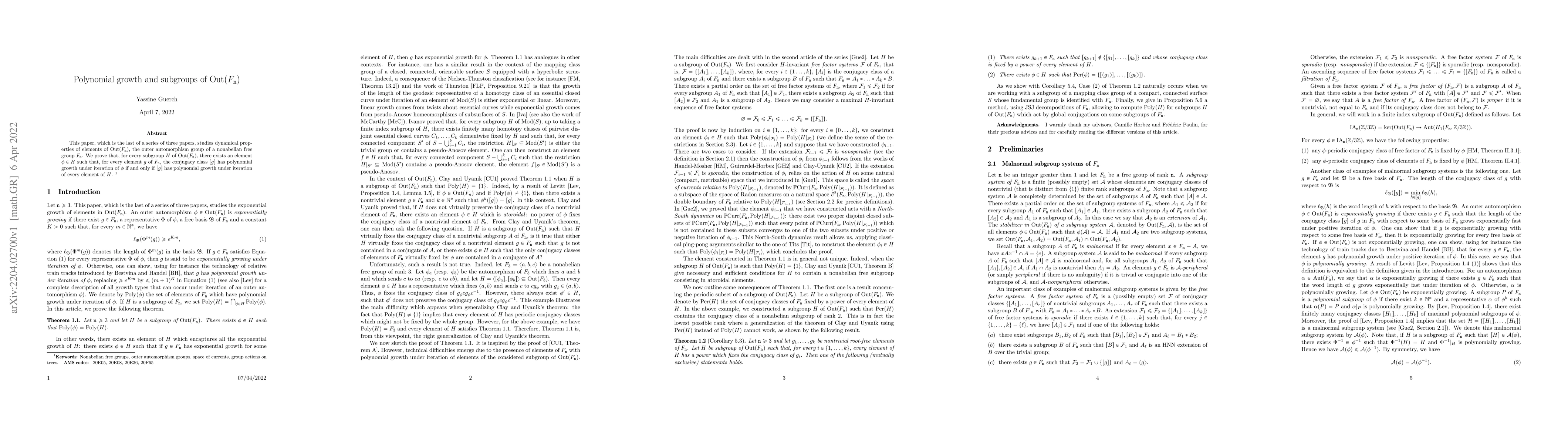 Thumbnail for Polynomial growth and subgroups of $\mathrm{Out}(F_{\tt n})$