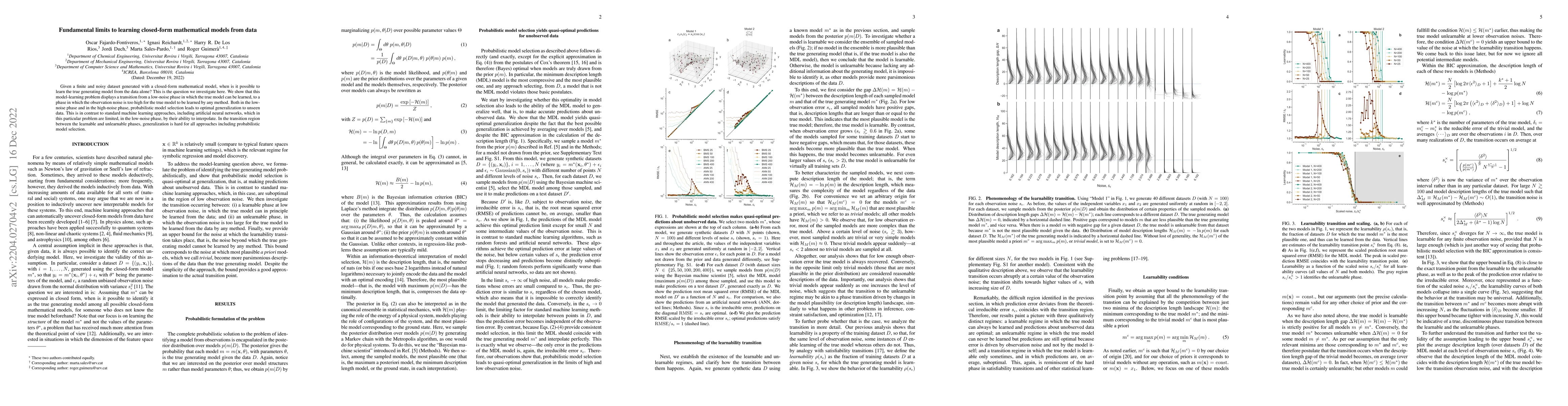 Thumbnail for Fundamental limits to learning closed-form mathematical models from data