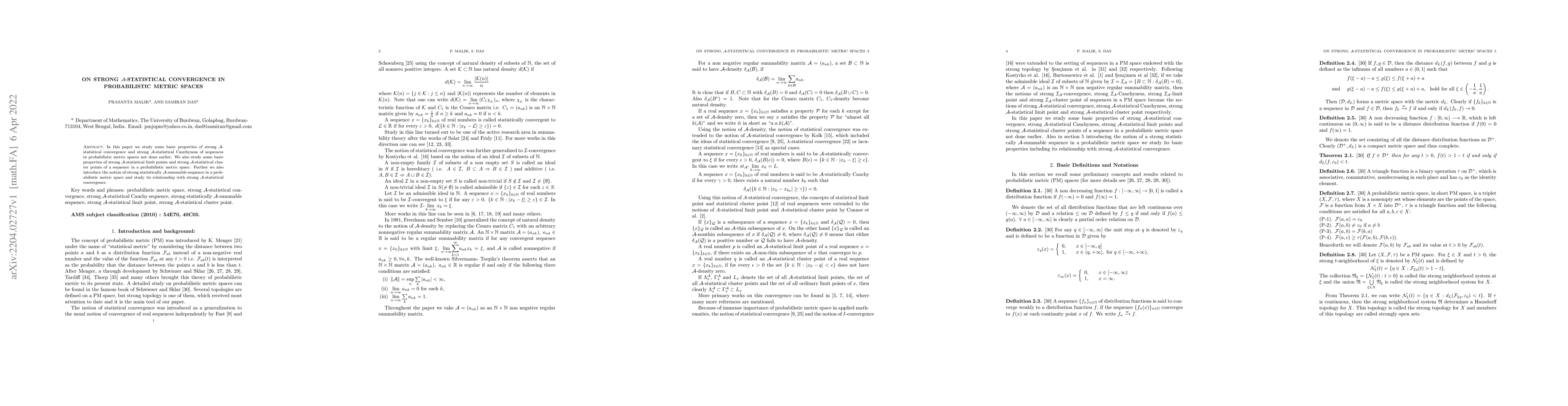 Thumbnail for On Strong A-statistical Convergence in Probabilistic Metric Spaces