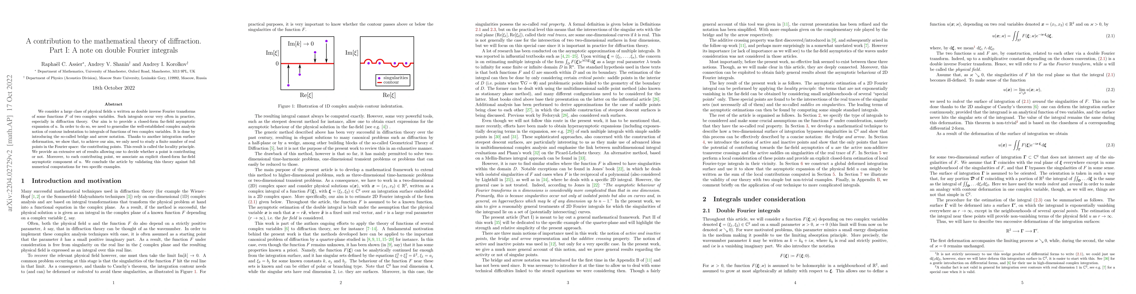 Thumbnail for A contribution to the mathematical theory of diffraction. Part I: A note
  on double Fourier integrals