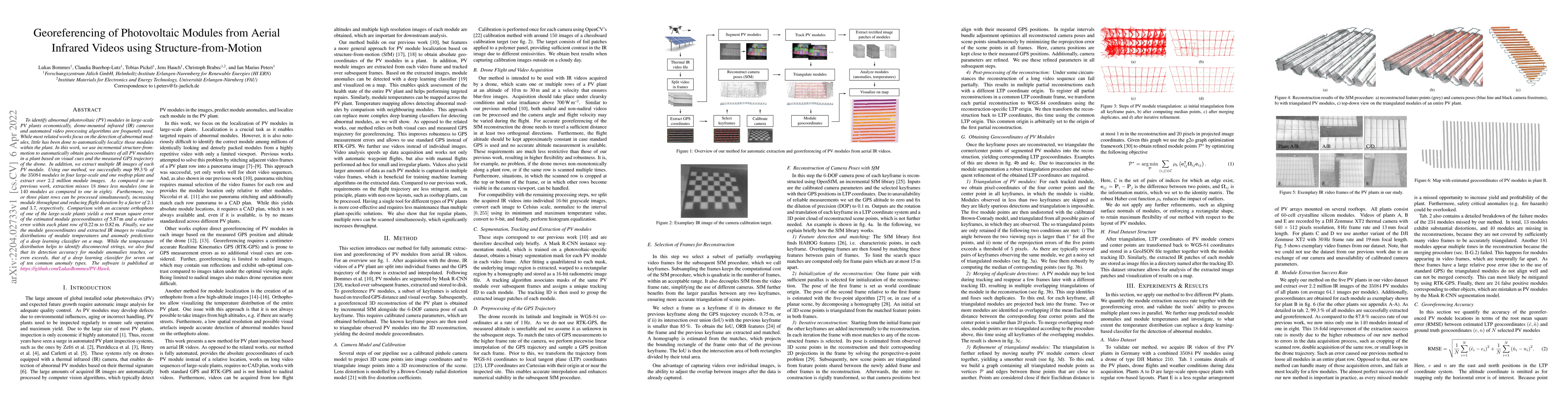 Thumbnail for Georeferencing of Photovoltaic Modules from Aerial Infrared Videos using
  Structure-from-Motion