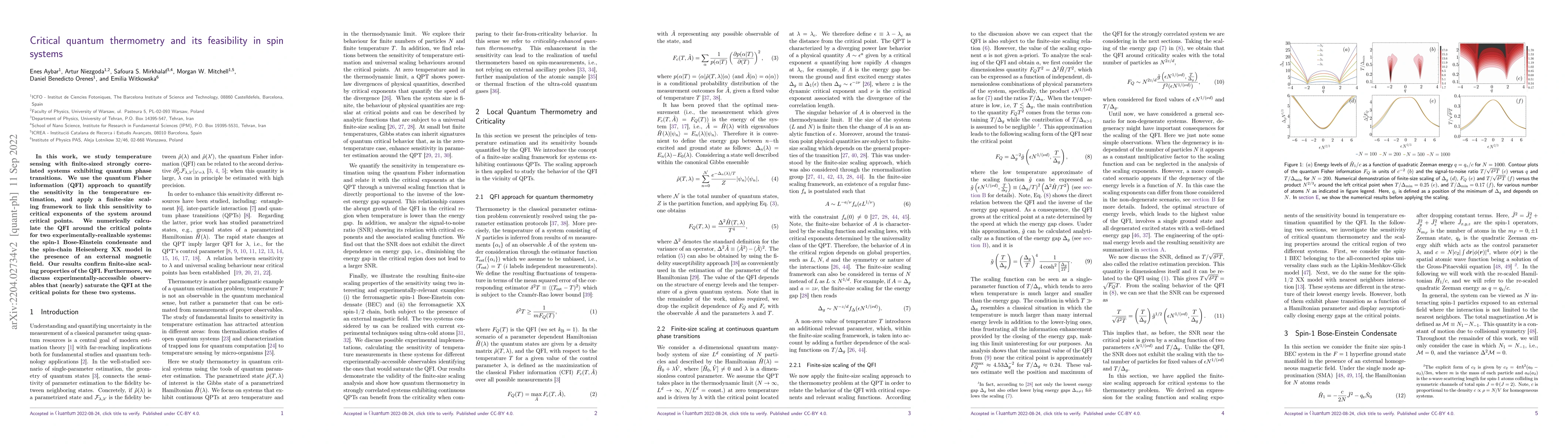 Thumbnail for Critical quantum thermometry and its feasibility in spin systems