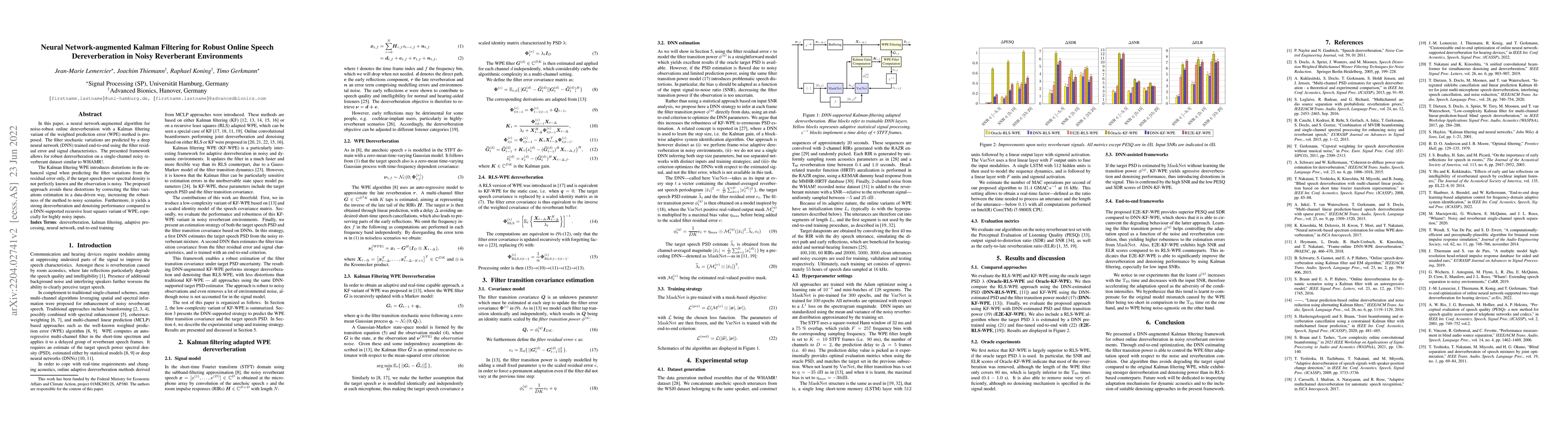 Thumbnail for Neural Network-augmented Kalman Filtering for Robust Online Speech
  Dereverberation in Noisy Reverberant Environments